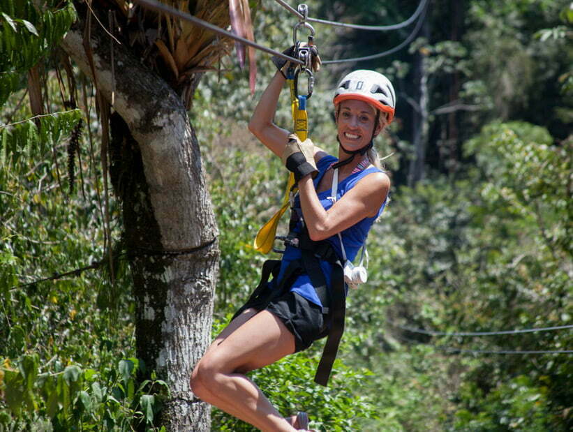 girl zip inling in belize