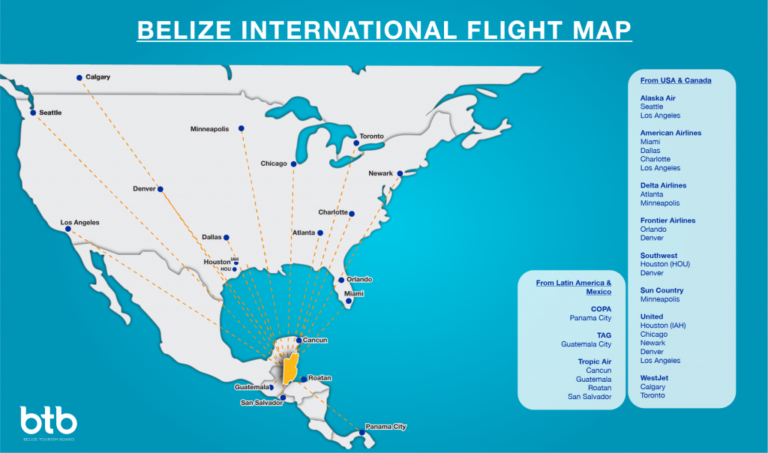 Is Belize a good place to visit - flight map to belize