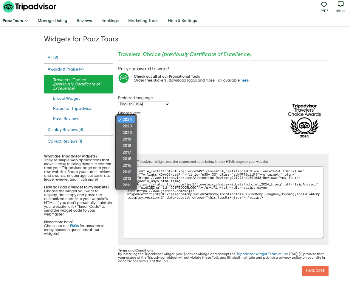 Pacz Tours Travelers’ Choice Awards from 2011 to 2024, winning 11 years for excellence in Belize tours